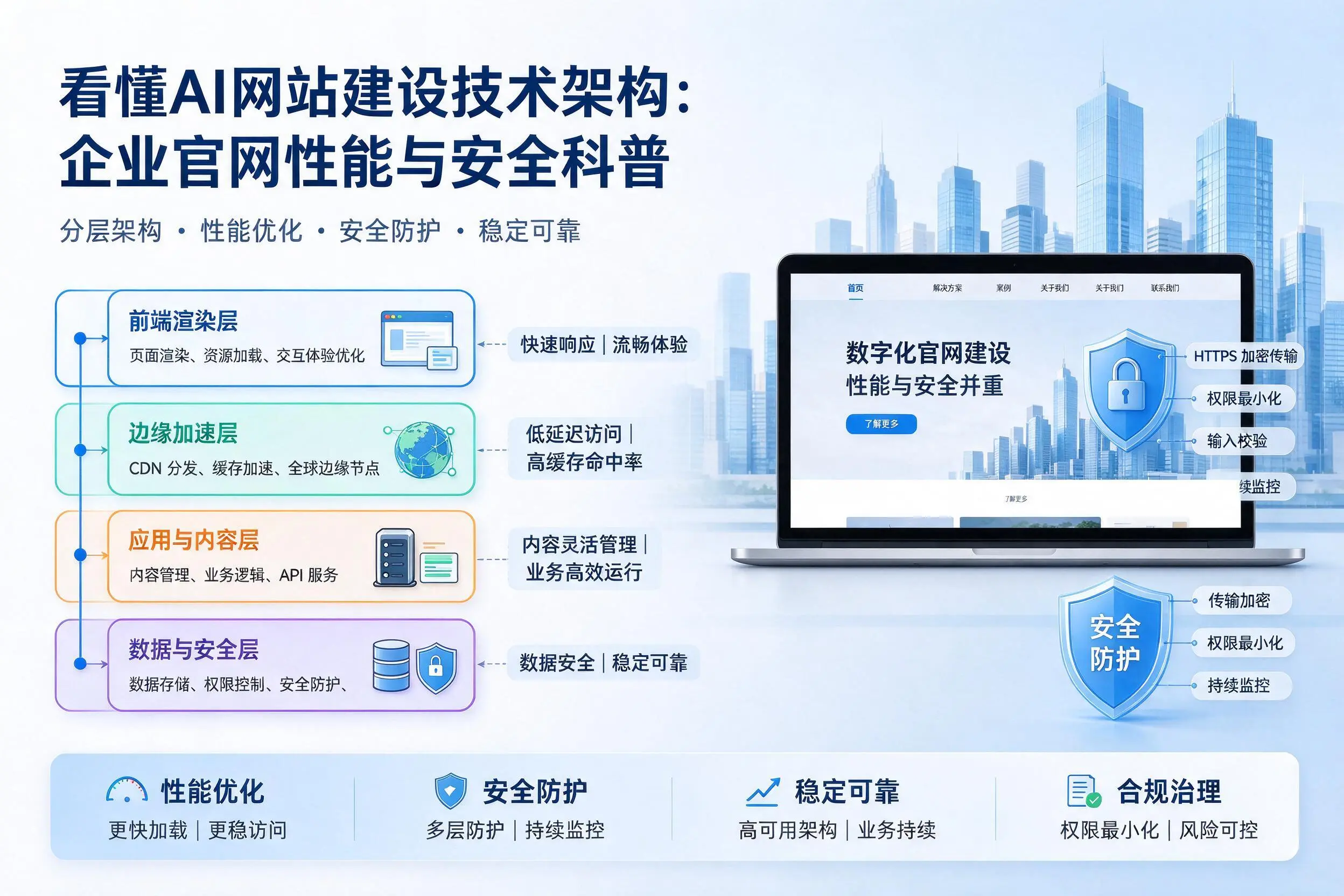 看懂AI网站建设技术架构:泰安企业官网性能与安全科普