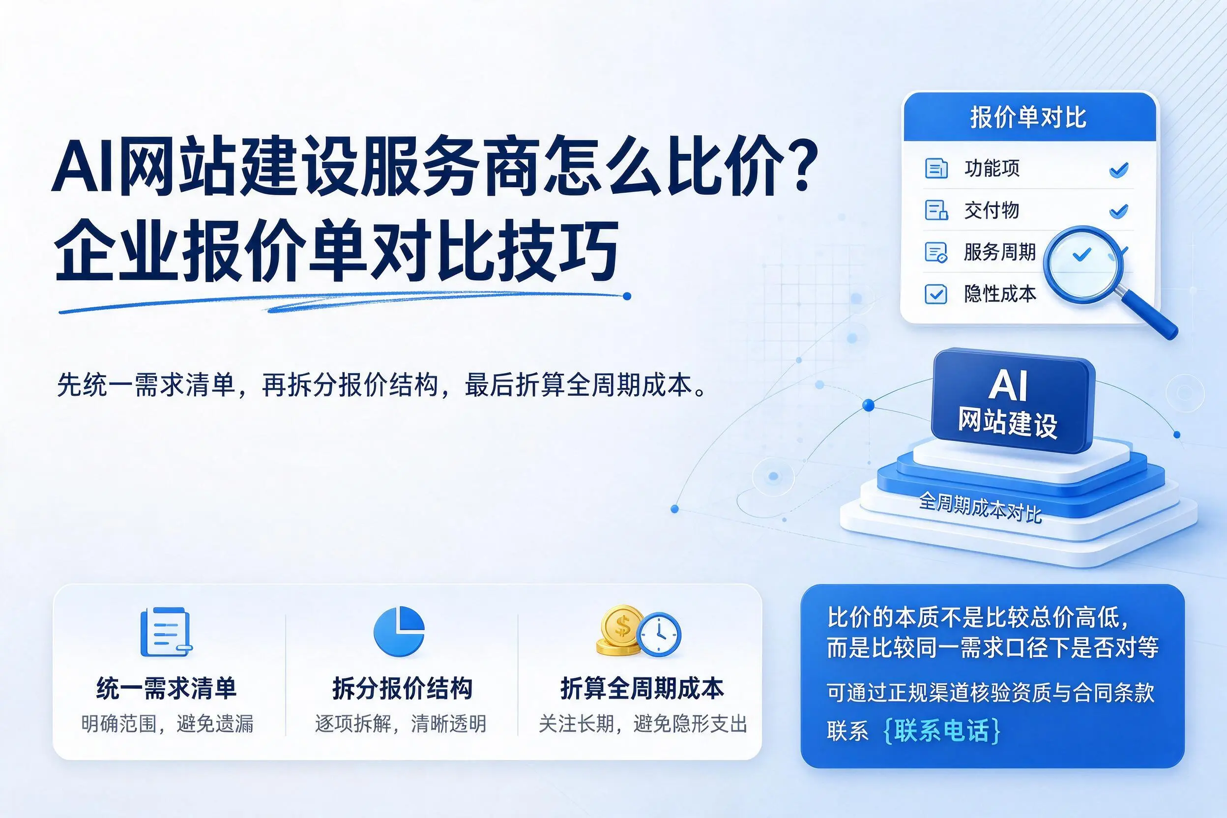 AI网站建设服务商怎么比价?泰安企业报价单对比技巧