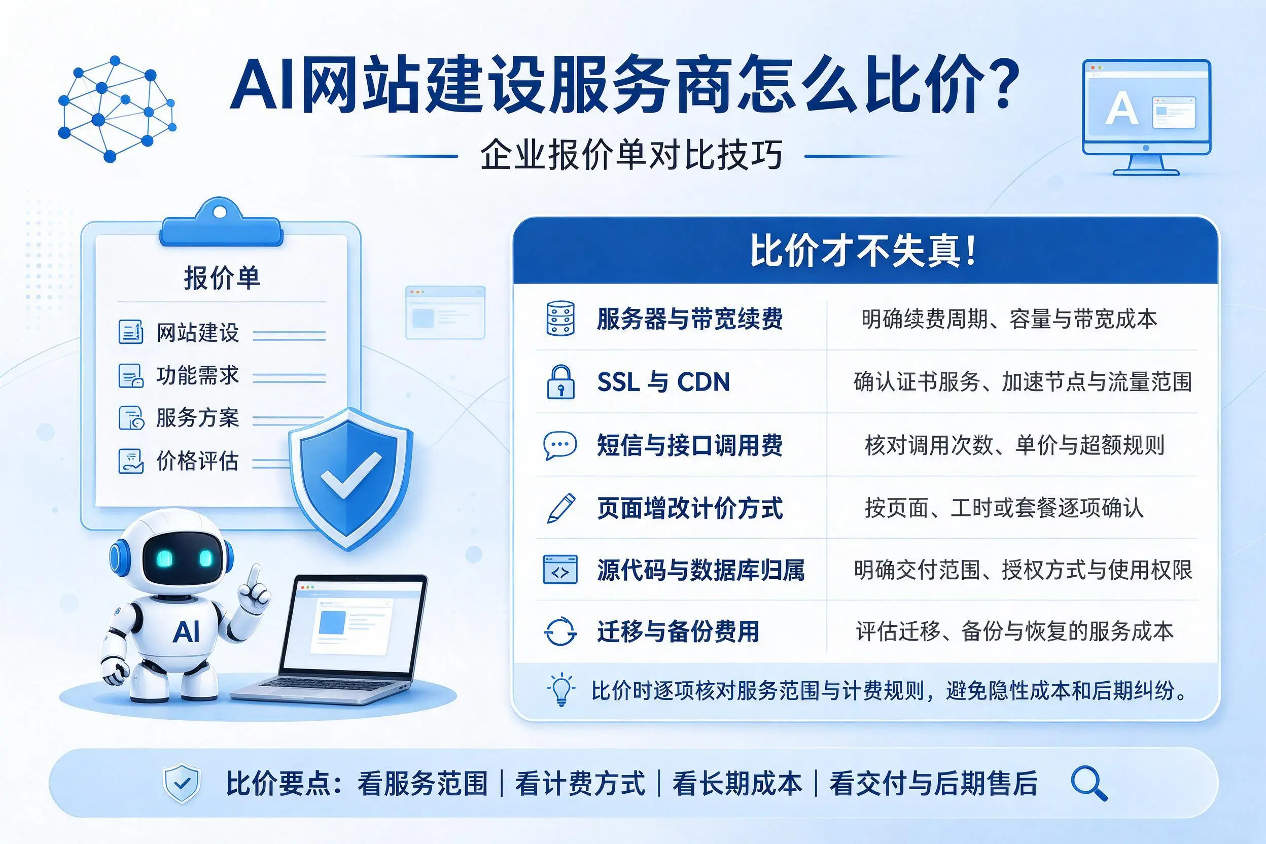 AI网站建设服务商怎么比价?泰安企业报价单对比技巧