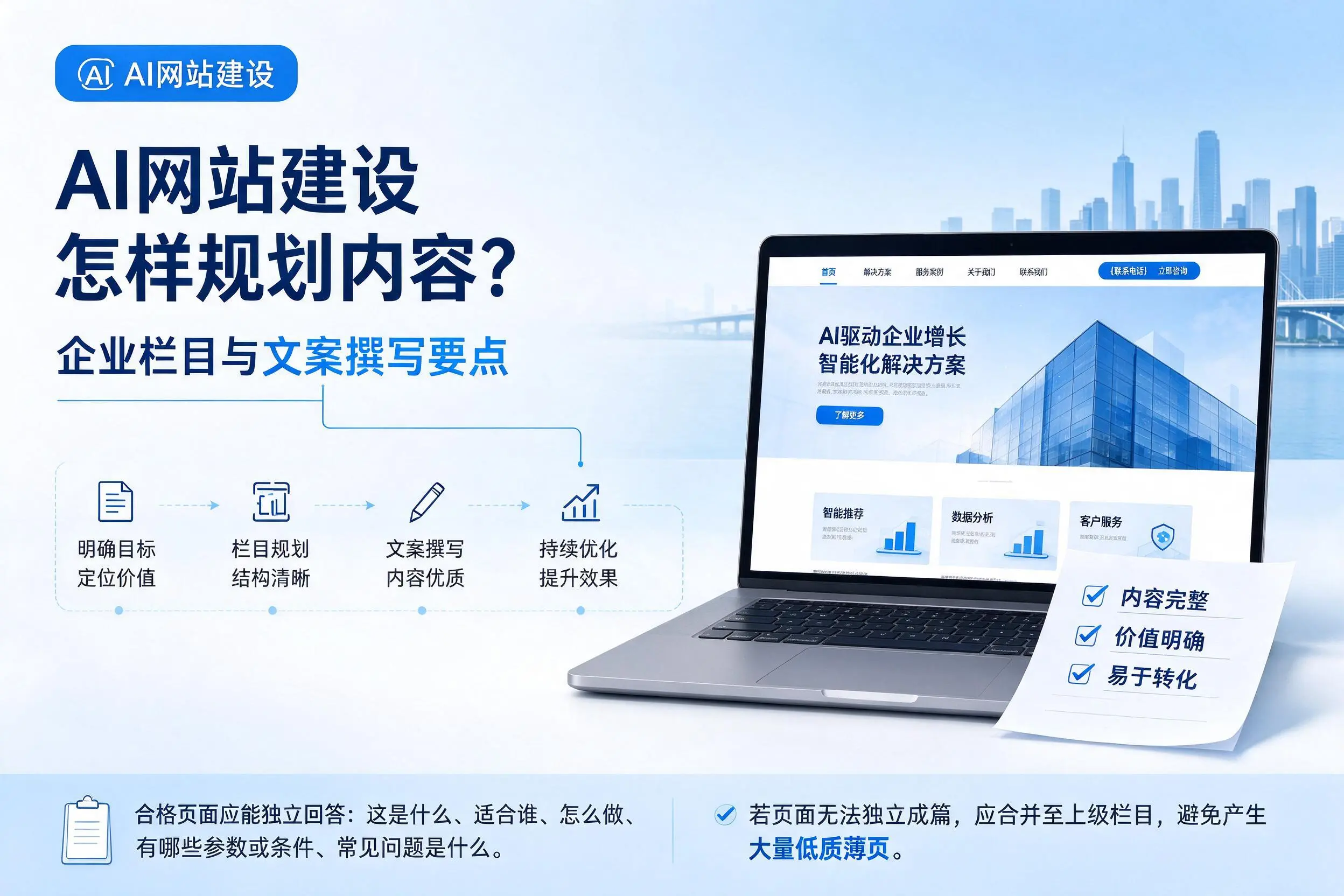 AI网站建设怎样规划内容?泰安企业栏目与文案撰写要点